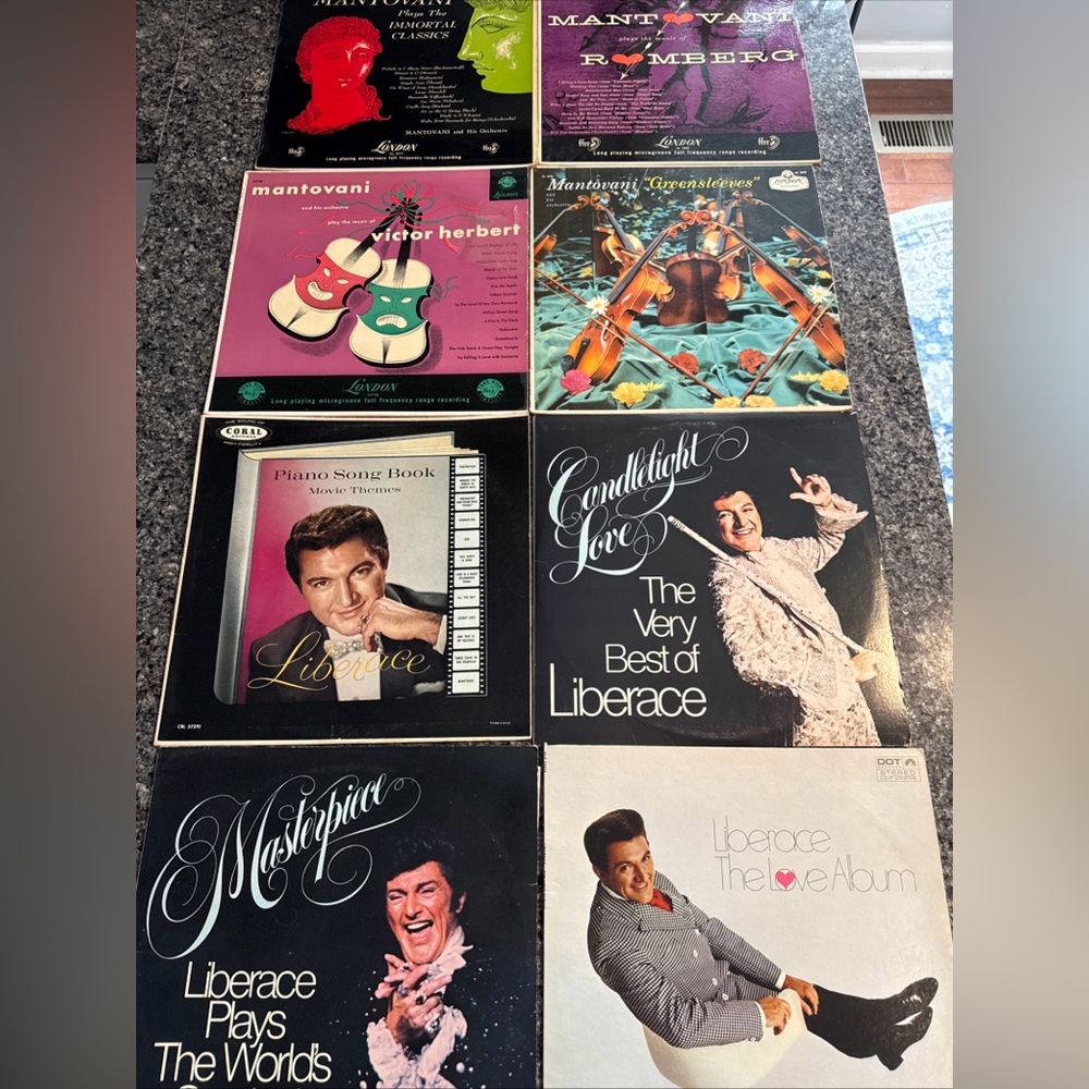 Liberace Vinyl Record Collection - Black and White Covers